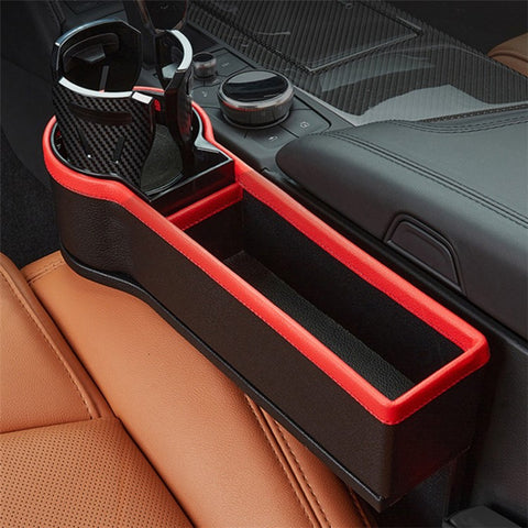 Car Seat Gap Filler Cup Holder ABS+PU Leather Auto Crevice Storage Organizer Box, Driver Side