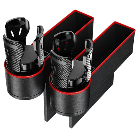 2Pcs / Set Car Crevice Storage Box ABS+PU Leather Seat Gap Filler Cup Holder, Driver + Front Passenger Side