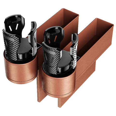 2Pcs / Set Car Crevice Storage Box ABS+PU Leather Seat Gap Filler Cup Holder, Driver + Front Passenger Side
