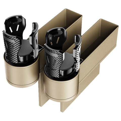 2Pcs / Set Car Crevice Storage Box ABS+PU Leather Seat Gap Filler Cup Holder, Driver + Front Passenger Side