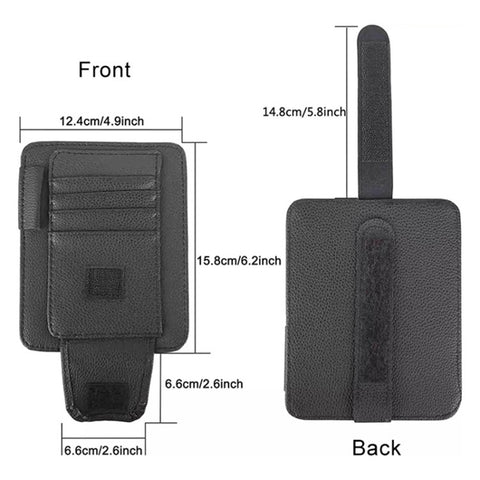 Car Sun Visor Storage Bag Litchi Texture PU Leather Cards Bills Glasses Holder