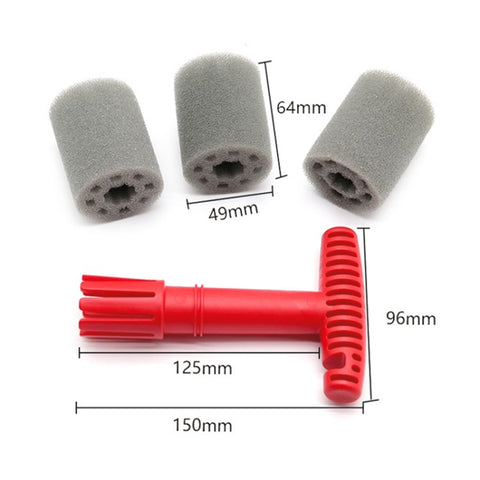 ND-09 Car Wheel Fitting Lug Nut Cleaning Brush with 3 Replaceable Sponge Heads