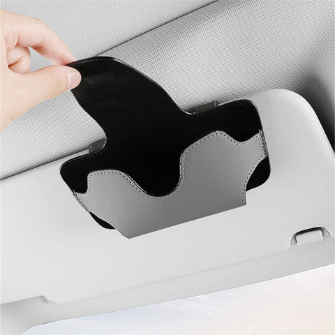 Nappa Texture PU Leather Car Glasses Storage Case Sun Visor Clip Sunglasses Holder