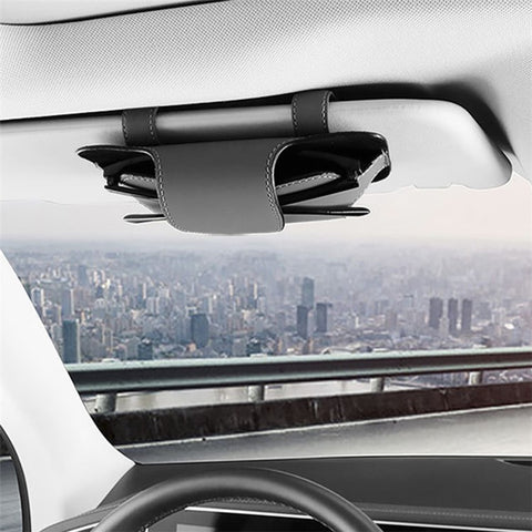 Nappa Texture PU Leather Car Glasses Storage Case Sun Visor Clip Sunglasses Holder