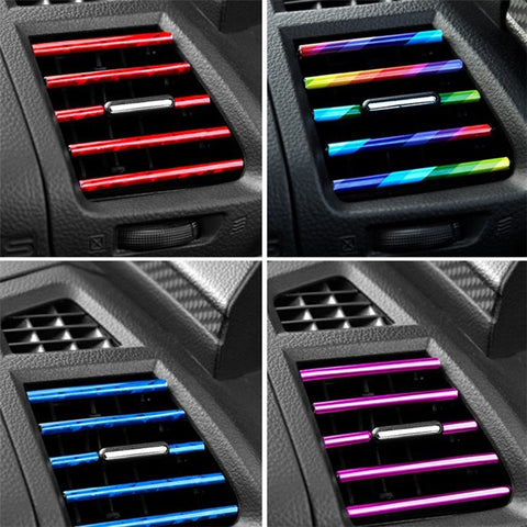 10Pcs Car Air Outlet Decorative Strips Vehicle Trim Air Vent Flexible PVC Decor Strips