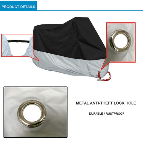 210D Oxford Cloth Waterproof Motorcycle Cover Outdoor Anti-UV Motorbike Cover, Size XL: 230x95x125cm