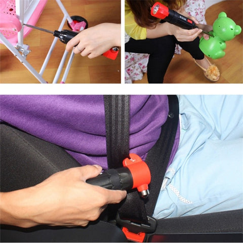 8 in 1 Car Safety Hammer with Seat Belt Cutter Multifunctional Screwdrivers Car Tools with LED Light
