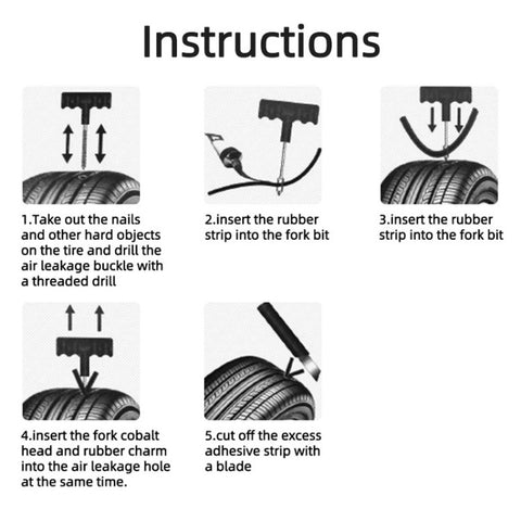 10Pcs / Set Car Tyre Puncture Repair Kit Tire Pressure Gauge Wrench Rubber Strip Auto Repair Kit