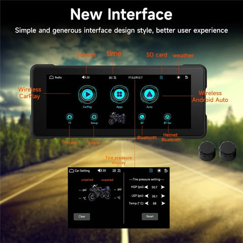 R5019 6.86-inch Touch Screen Motorcycle Camcorder Screen Wireless Android Auto Carplay Display Screen