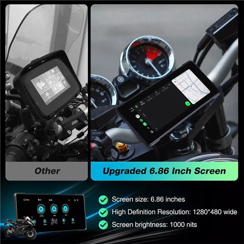 R5019 Dual Camera 6.86-inch Touch Screen Motorcycle Camcorder Wireless Android Auto Carplay Motorbike DVR