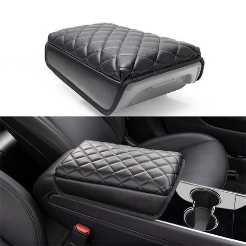 TS000658 For Model 3 / Y 2017-2022 PU Leather Car Armrest Cover Center Console Armrest Box Protector Lid Pad