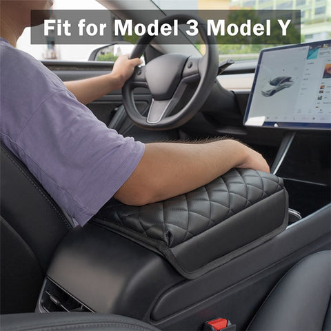 TS000658 For Model 3 / Y 2017-2022 PU Leather Car Armrest Cover Center Console Armrest Box Protector Lid Pad