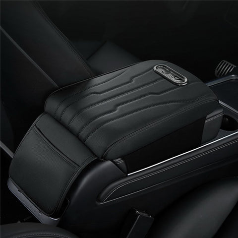 FSX001 Leather+Memory Foam Car Armrest Box Heighten Pad Car Armrest Box Cover Tissue Box