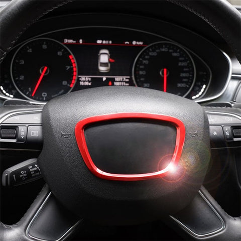 For A3 / A4L / A6L / Q3 / Q5 / Q7 / A8 Aluminum Alloy Sticker Car Steering Wheel Decal Interior Modification Decor, Oval Type
