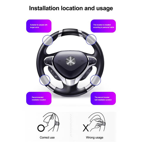 3R 3R2251 Universal Car Steering Wheel Spinner Knob Auxiliary Booster Aid Control Handle Knob Ball