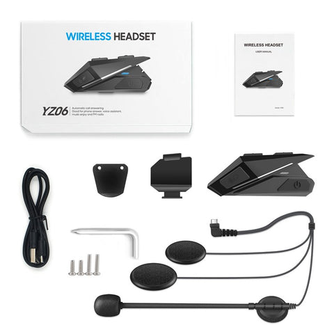 YZ06 Multi-function Bluetooth-compatible Helmet Headset Dust-proof Water-Resistant Wireless Headphone with Stereo Sound/FM Radio for Riding Cycling