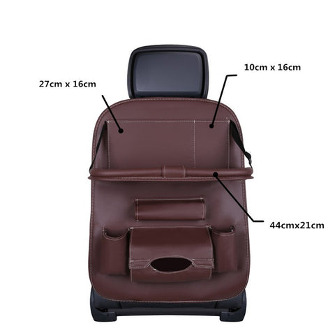 Car Back Seat Organizer Storage Bag with Foldable Table Tray Tablet Holder Tissue Box