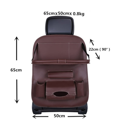 Car Back Seat Organizer Storage Bag with Foldable Table Tray Tablet Holder Tissue Box