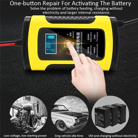 12V Battery Charger All-Intelligent Universal Battery Maintainer Repair Lead-Acid Battery Charger with Digital Display for Motorcycle Cars