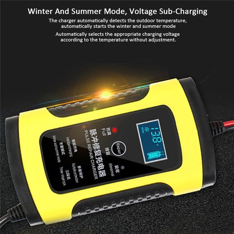 12V Battery Charger All-Intelligent Universal Battery Maintainer Repair Lead-Acid Battery Charger with Digital Display for Motorcycle Cars