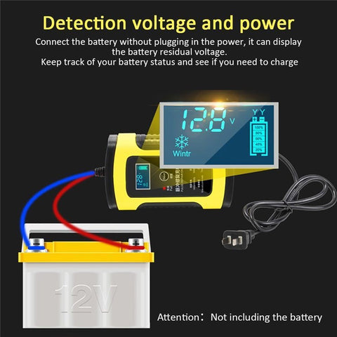 12V Battery Charger All-Intelligent Universal Battery Maintainer Repair Lead-Acid Battery Charger with Digital Display for Motorcycle Cars