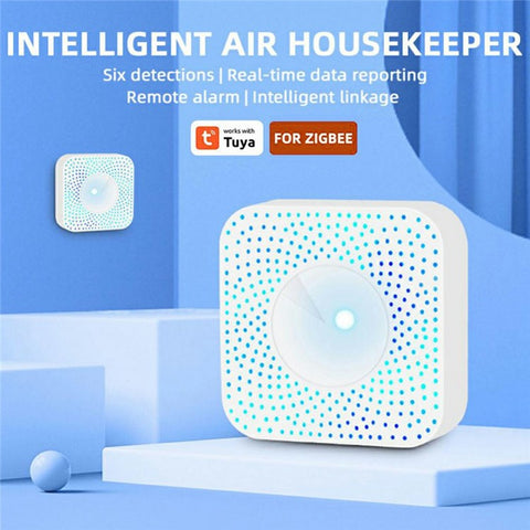 Tuya Zigbee 6-in-1 Smart Air Detector PM2.5 Formaldehyde VOC Temperature Humidity CO2 Monitor