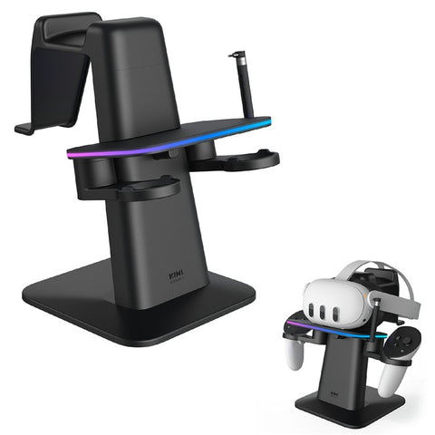 KIWI DESIGN QC03 Charging Station for Meta Quest 3 / 3S / 2 / Apple Vision Pro VR Headset Magnetic RGB Charging Dock