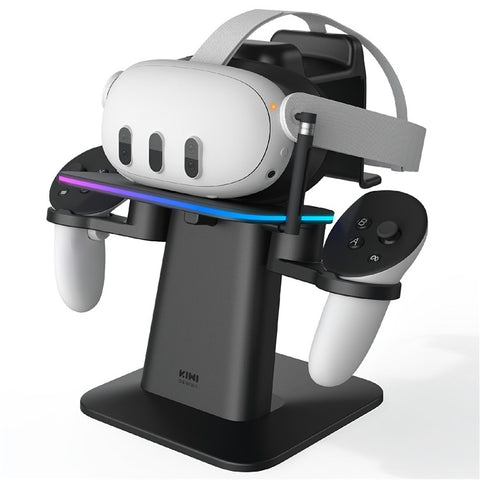 KIWI DESIGN QC03 Charging Station for Meta Quest 3 / 3S / 2 / Apple Vision Pro VR Headset Magnetic RGB Charging Dock