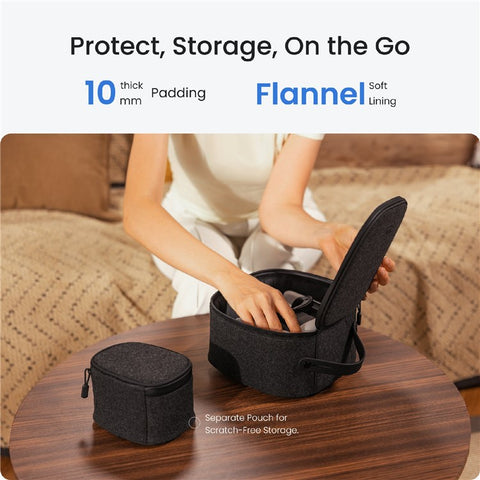 KIWI DESIGN QP05 Storage Case for Meta Quest 3 / 3S / 2 / Apple Vision Pro Headset Waterproof Carrying Bag with Pouch