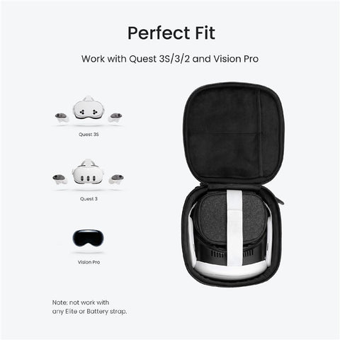 KIWI DESIGN QP05 Storage Case for Meta Quest 3 / 3S / 2 / Apple Vision Pro Headset Waterproof Carrying Bag with Pouch