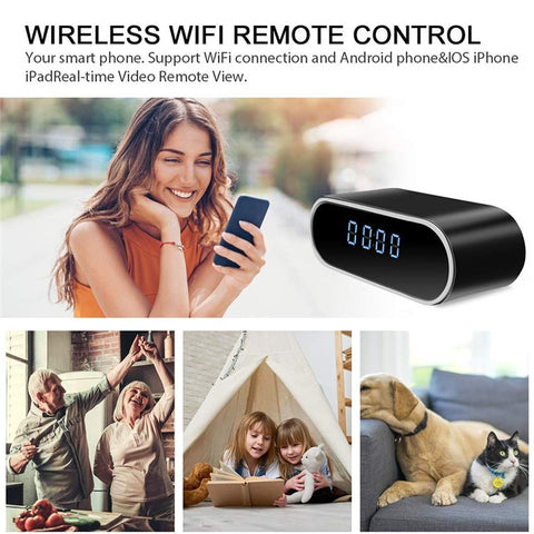 HD 1080P Clock Camera WiFi Mini Cam IR Night Vision Alarm Camcorder Video Recorder Motion Detection