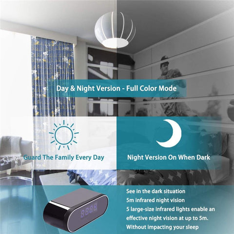 HD 1080P Clock Camera WiFi Mini Cam IR Night Vision Alarm Camcorder Video Recorder Motion Detection