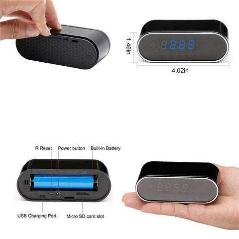 HD 1080P Clock Camera WiFi Mini Cam IR Night Vision Alarm Camcorder Video Recorder Motion Detection