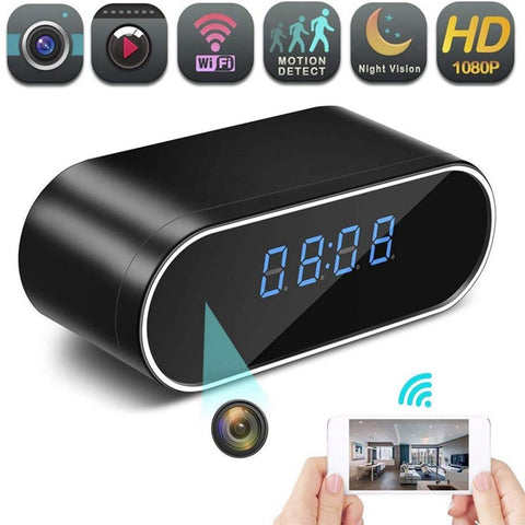 HD 1080P Clock Camera WiFi Mini Cam IR Night Vision Alarm Camcorder Video Recorder Motion Detection