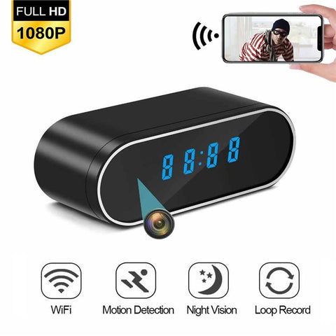 HD 1080P Clock Camera WiFi Mini Cam IR Night Vision Alarm Camcorder Video Recorder Motion Detection