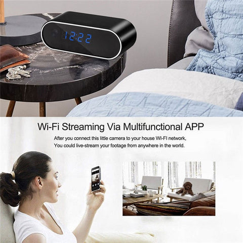 HD 1080P Clock Camera WiFi Mini Cam IR Night Vision Alarm Camcorder Video Recorder Motion Detection