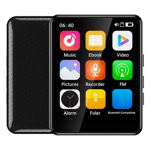 MP3-05B 2.4 Inch Touch Screen MP4 Player Bluetooth-Compatible FM Radio Video Player, Metal Version (With 64G TF Card)