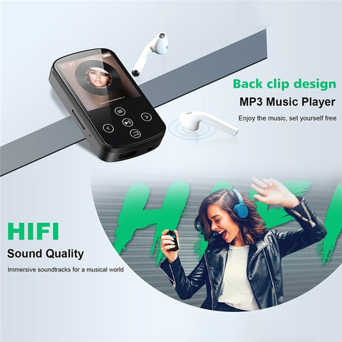 T8 1.54 Inch Touch Screen MP4 Player Bluetooth-Compatible FM Radio E-Book Reader with Back Clip (Without TF Card)