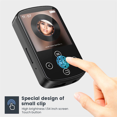 T8 1.54 Inch Touch Screen MP4 Player Bluetooth-Compatible FM Radio E-Book Reader with Back Clip (Without TF Card)