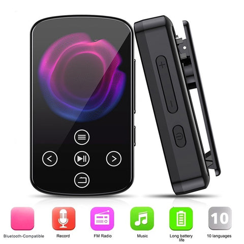 T8 1.54 Inch Touch Screen MP4 Player Bluetooth-Compatible FM Radio E-Book Reader with Back Clip (Without TF Card)
