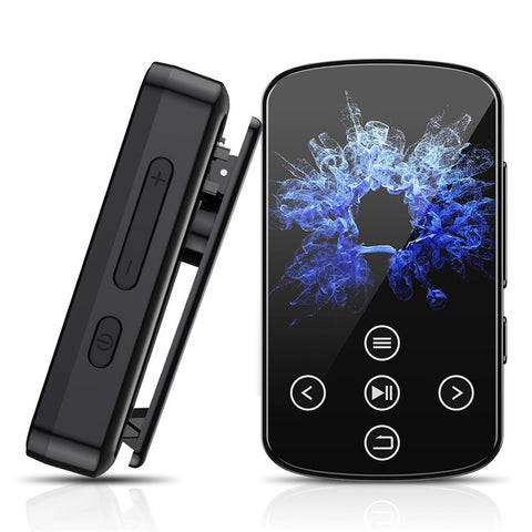 T8 1.54 Inch Touch Screen MP4 Player Bluetooth-Compatible FM Radio E-Book Reader with Back Clip (With 64G TF Card)