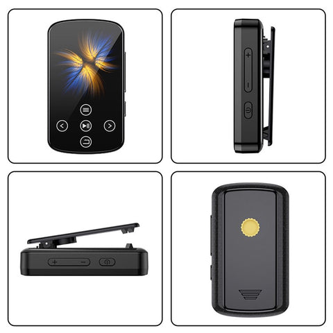 T8 1.54 Inch Touch Screen MP4 Player Bluetooth-Compatible FM Radio E-Book Reader with Back Clip (With 64G TF Card)