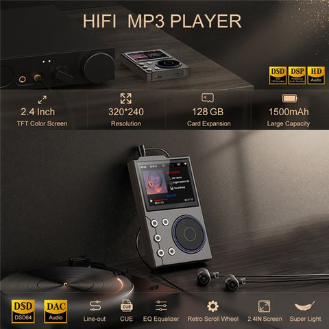 T10 2.4 Inch TFT Screen HiFi Music Player Voice Recorder Bluetooth-Compatible FM Radio Built In 16G Storage