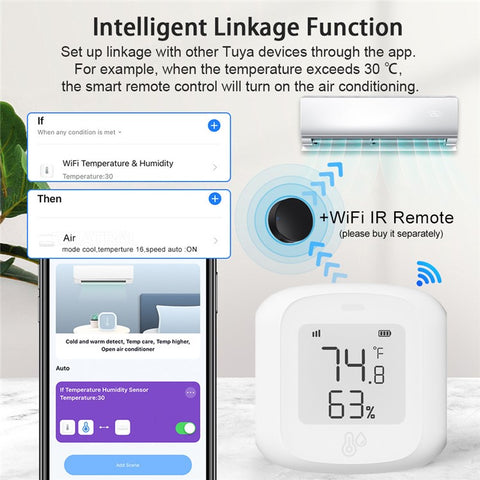 Tuya WiFi  /  Zigbee Smart Temperature Humidity Sensor Real Time Monitoring High Precision Digital Detector