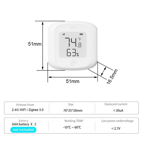 Tuya WiFi  /  Zigbee Smart Temperature Humidity Sensor Real Time Monitoring High Precision Digital Detector