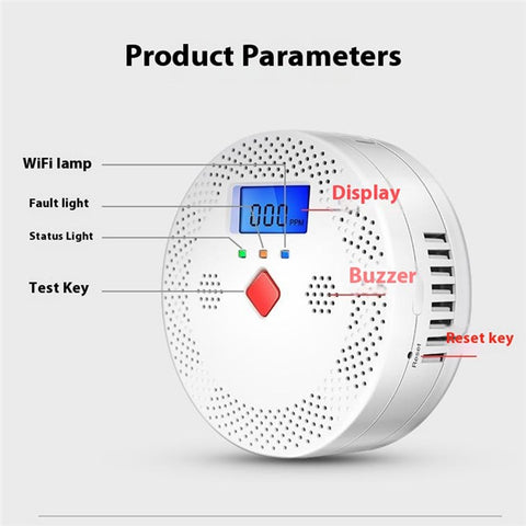 CO400A Compatible with Alexa  /  Google Assistant WiFi Smart Carbon Monoxide Detector Real Time Monitor (No Battery)