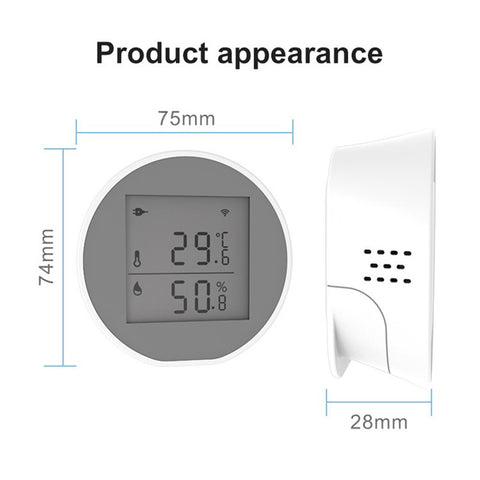 WSD400H WiFi Temperature Humidity Sensor Abnormal Alarm Real Time Monitor Compatible with Alexa  /  Google Assistant (No Battery)