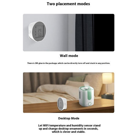 WSD400H WiFi Temperature Humidity Sensor Abnormal Alarm Real Time Monitor Compatible with Alexa  /  Google Assistant (No Battery)