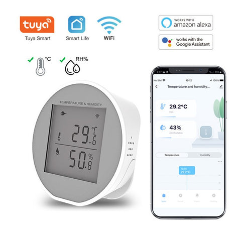 WSD400H WiFi Temperature Humidity Sensor Abnormal Alarm Real Time Monitor Compatible with Alexa  /  Google Assistant (No Battery)