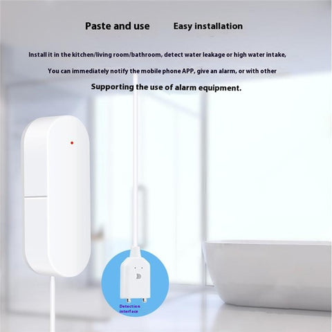 SQ400A WiFi Smart Water Leak Detector Wall Mounted Flood Sensor Overflow Alarm Real Time Monitor